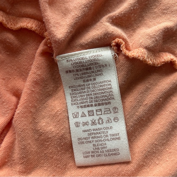 Free People Embroidered Crochet Tank Top Size Small Orange Boho Linen Blend - Picture 7 of 10